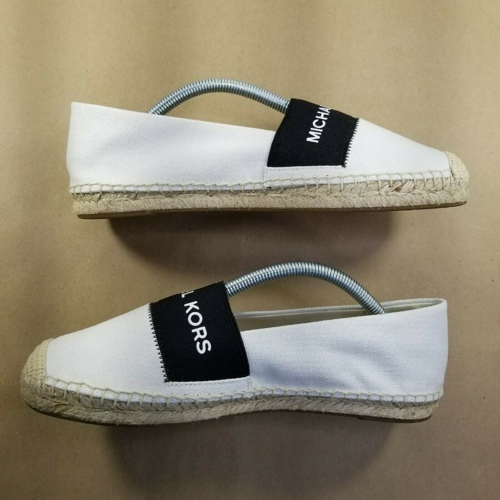 Michael Kors Slip-On Flats Espadrilles Women's Shoes Size 7.5 White/Black New - Picture 4 of 8